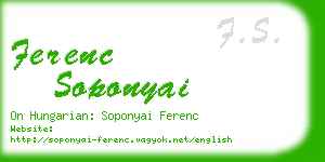 ferenc soponyai business card